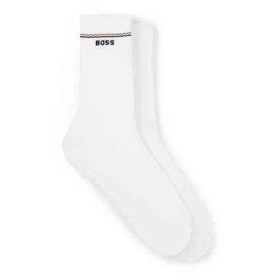 Socken BOSS "2P QS Iconic CC W", Mädchen, Gr. 39-42, weiß (weiß 100), Baumwollmischung, kontrastfarbene Details, unifarben, elastisch, Socken Socken, mit BOSS-Logoschriftzug