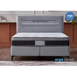 Arga Home Boxspringbett "A-CLOUD" mit Stauraum – Bett mit Bettkasten & Pocket-Federkern Matratze - Grau
