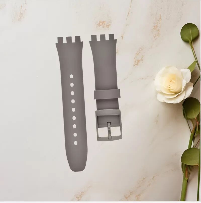INF Premium Silikon Swatch Uhrenarmband Ersatz Grau 16 mm