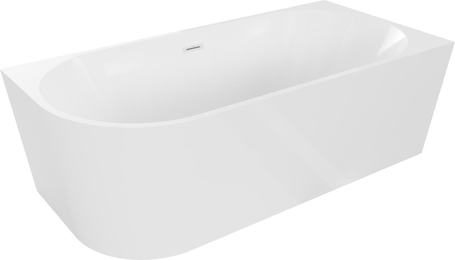 Mexen Mia Badewanne freistehend rechteckig 150 x 75 cm, weiß, Überlauf weiß - 52691507500P-20