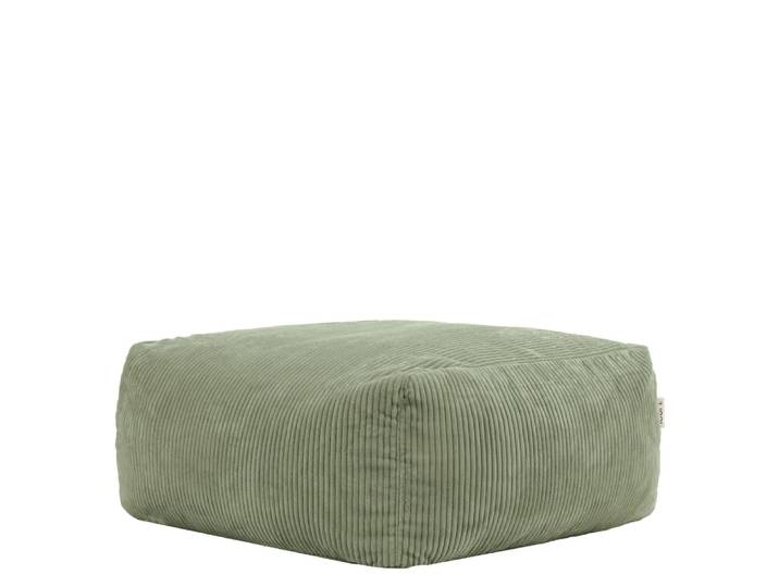 Pouf repose-pieds modulable en velours côtelé vert sauge