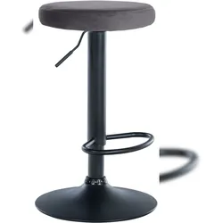 Décoshop26 - Barhocker x1 schlichtes Design höhenverstellbar dunkelgrauer Samtbezug schwarze Metallbeine 10_0005352 10_0005352
