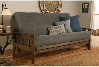 Somette Tucson Full Size Futon Set in Rustic Walnut Finish with Mattress