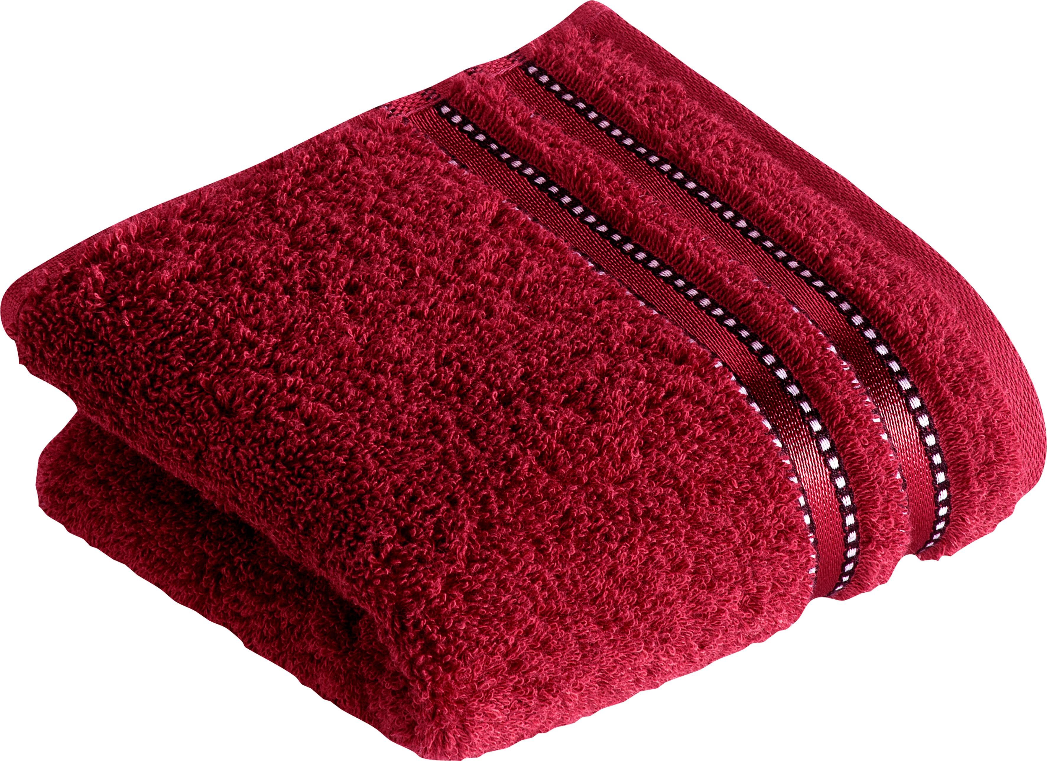 Gaestehandtuecher VOSSEN "Cult de Luxe", rot (rubin), B:30cm L:50cm, Walkfrottee, Obermaterial: 100% Baumwolle, Handtücher, Gaestehandtuecher, im Set, mit Glanzbordüre rubin B/L: 30cmx50cm, 1 Stk., Walkfrottee