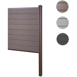 WPC-Sichtschutz Sarthe, Zaun Windschutz, WPC-Pfosten zum Einbetonieren ~ Erweiterungselement schmal, 98cm braun