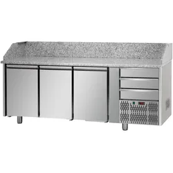 Tecnodom Pizzatheke 3 Türen GN 1/1 3 neutrale Schubladen und Granitplatte