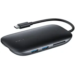 Aukey I/O-HUB USB3 3PORT CB-C71/LLTSN1001018 (USB-C, 8 Ports), Dockingstation + USB Hub, Schwarz, Silber