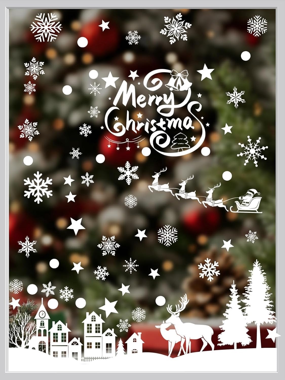 216 stuks Kerst Decoratie Raamstickers met Sneeuwvlokken en Rendieren voor Kinderen