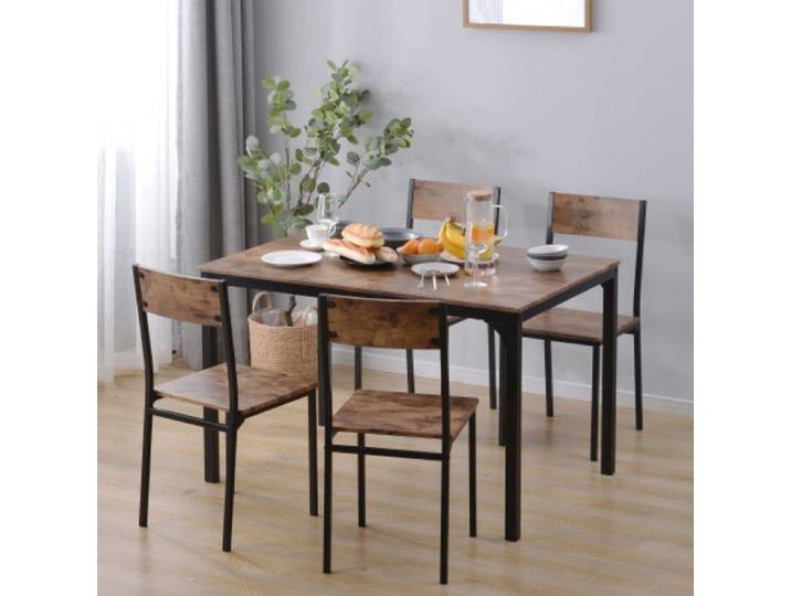 Salle a manger complete vintage marron table à manger avec 4 Salle a manger complete pour balcon salon et salle à manger .