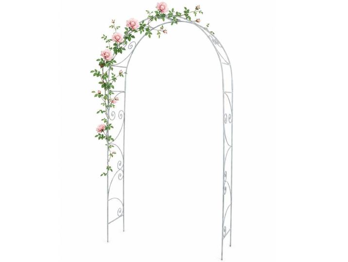 DanDiBo Rosenbogen Metall Verzinkt Massiv 135 cm Torbogen, Silberfarben, 120x240x32 cm, Dekoration, Gartendeko