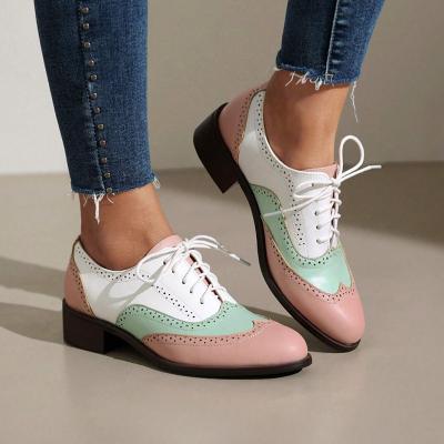 LightInthebox Women's Black White Wingtip Oxfords, Two - Tone Brogue Dress Shoes with Low Heel for Stylish Versatile Wear