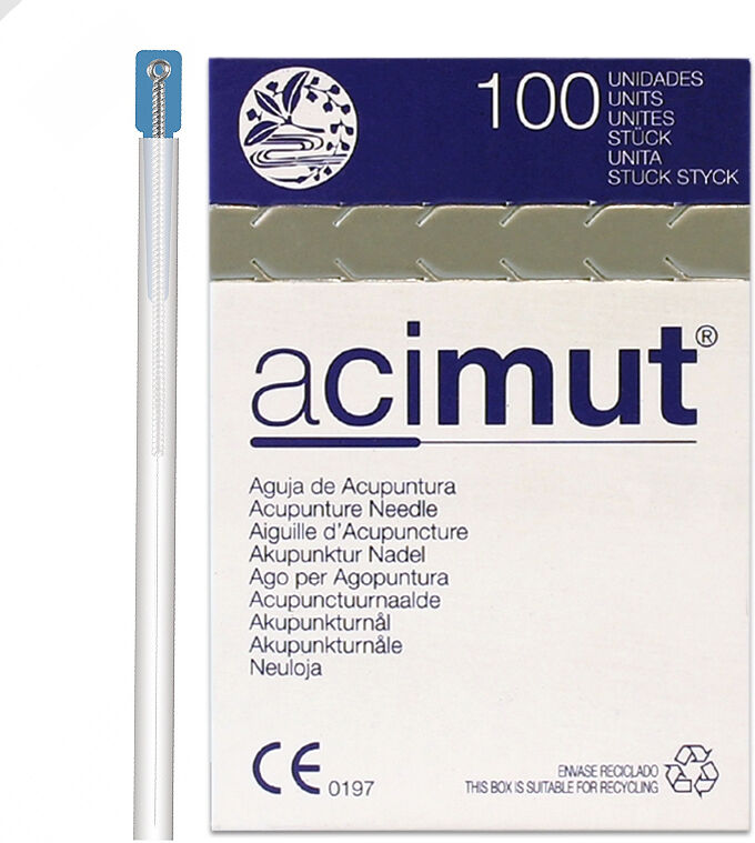 Agulhas de acupuntura - Cabo banhado em prata com cabeça redonda com script (Acimut)