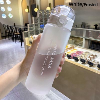 Multicon Wholesale Hub Leakproof Sports Water Bottle, Transparent Drinking Bottle, Portable Frosted Gym Travel Bottle white frosted