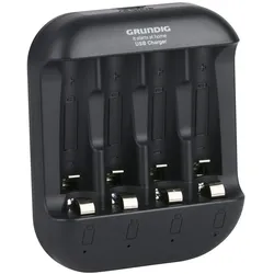 Grundig Batterieladegerät mit 4 USB-Anschlüssen (Ladegerät ohne Akku), Akku Ladegerät
