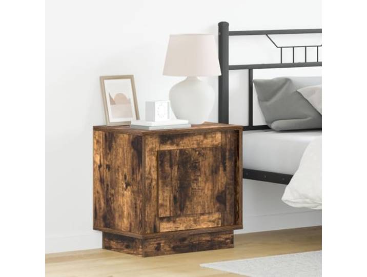 HEFZGDB Nachttische mit LED-Leuchten 2 STK. Räuchereiche 44x34,5x45 cm Schublade Holzwerkstoff Modernes Design Stauraum Komfort
