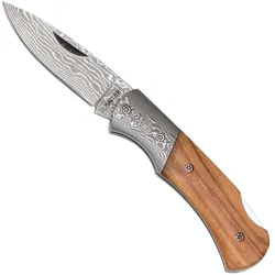 Haller, Mehrzweckmesser, Damast-Taschenmesser Olivenholz 42974 (5 cm)