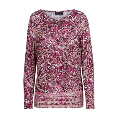 Print-Shirt GOLDNER "Paisleyshirt mit U-Boot-Ausschnitt", Damen, Gr. 42, bunt (aubergine, cremeweiß, gemustert), Modern, figurumspielend, U-Boot-Ausschnitt, Gerade, Shirts, stretchbequmer Viskosejersey