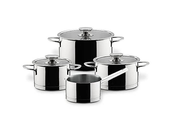 Berndes Milessima Topfset, 4-teilig, Töpfe aus Edelstahl, Induktion, Kochtopfset mit Deckel, für alle Herdarten geeignet