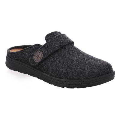 Pantoffel ROHDE "ASIAGO", Herren, Gr. 42, wärmend, grau (anthrazit), Filz, meliert, Basic, Schuhe, Hausschuh, Pantoffel, Wohlfühlschuh mit Klettverschluss