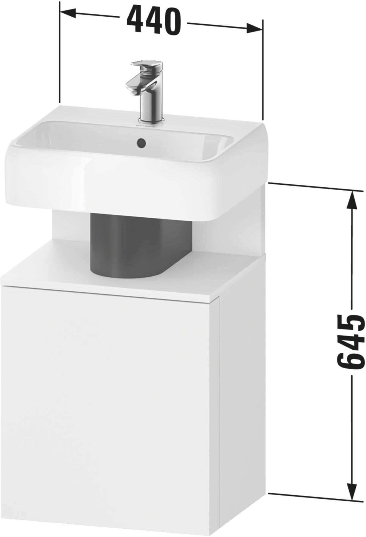 Duravit Waschtischunterschrank Qatego 44x35x64,5cm, 1 T, T. li, Ei Natur/Ei sw (QA4076L30160000)