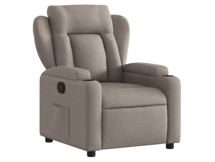 Sessel Ausziehbar mit Schwenkfunktion, Textilgepolstert, Farbe Taupe, Einstellgriff, 135 Grad, Getränkehalter, Seitentasche, atmungsaktives Gewebe, stabiler Rahmen