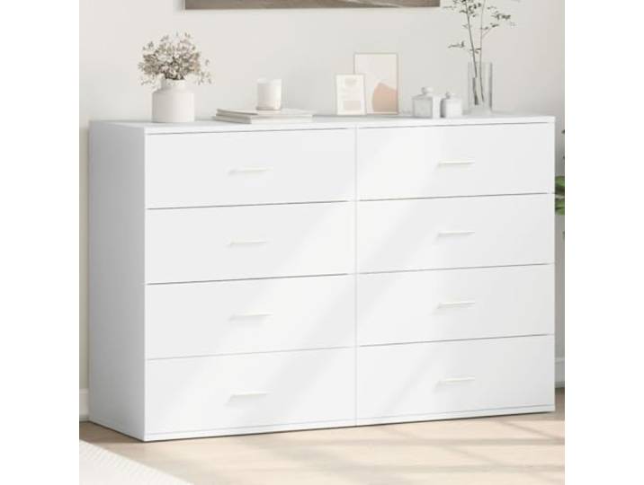HEFZGDB Sideboard mit Wandhalterung Sicherung und großer Ablagefläche, Sideboard Schrank Wohnzimmer Stauraum für Bücher und Zeitschriften, 2 Stück Weiß 60x39x80 cm aus Holzwerkstoff