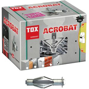 Tox Dübel 035101261, Acrobat M5, 10 x 37mm, Metall-Hohlraumdübel, 25 Stück