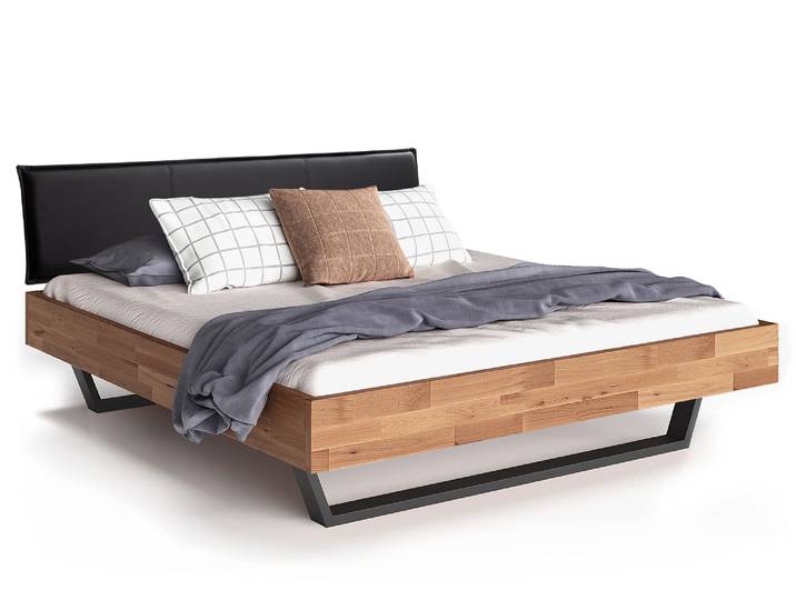 LÖWEN Kufenbett mit Polsterkopfteil, Material Massivholz, 160