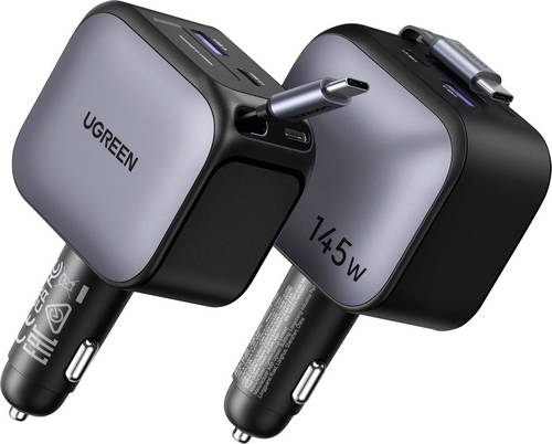 UGREEN Nexode EC604 145W Car Charger Kfz Ladegerät 145W 3x USB-C, 1x USB-A QC 4+, USB PD 3.0 Grau KFZ, LKW aufwickelbare