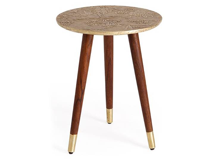 Beistelltisch Dahida Ø 40cm Braun/Gold/Gold/Messing