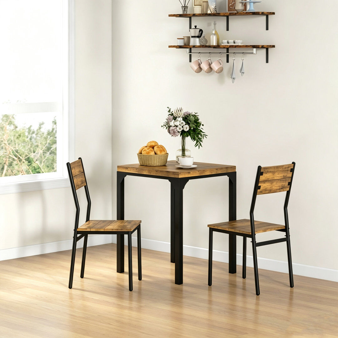 Canora Grey Dining Set Rustic Brown+Black/Rustic Brown