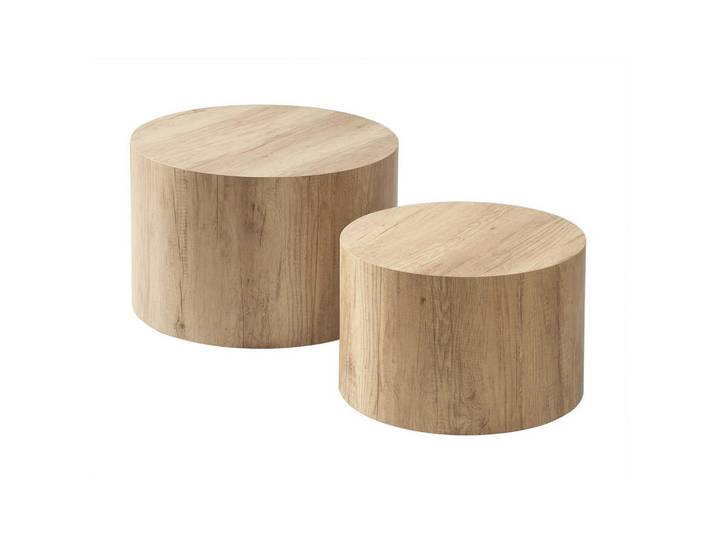 Calicosy Couchtische Rund 2er set 58/58/58 cm, Apfelbaumfarben, Holzwerkstoff, 58x38x58 cm, Wohnzimmer, Wohnzimmertische, Couchtische