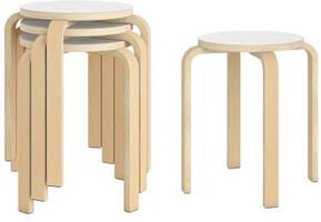 Costway Set of 4 18 Inch Stackable Bentwood Dining Chairs with Round Top-White