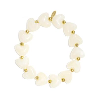 Perlenarmband ADELIA´S "LIVAYA", cremeweiß, Armbänder, Damen, Edelstahl, Perlenarmband, Stylisch mit herzförmigen Perlen