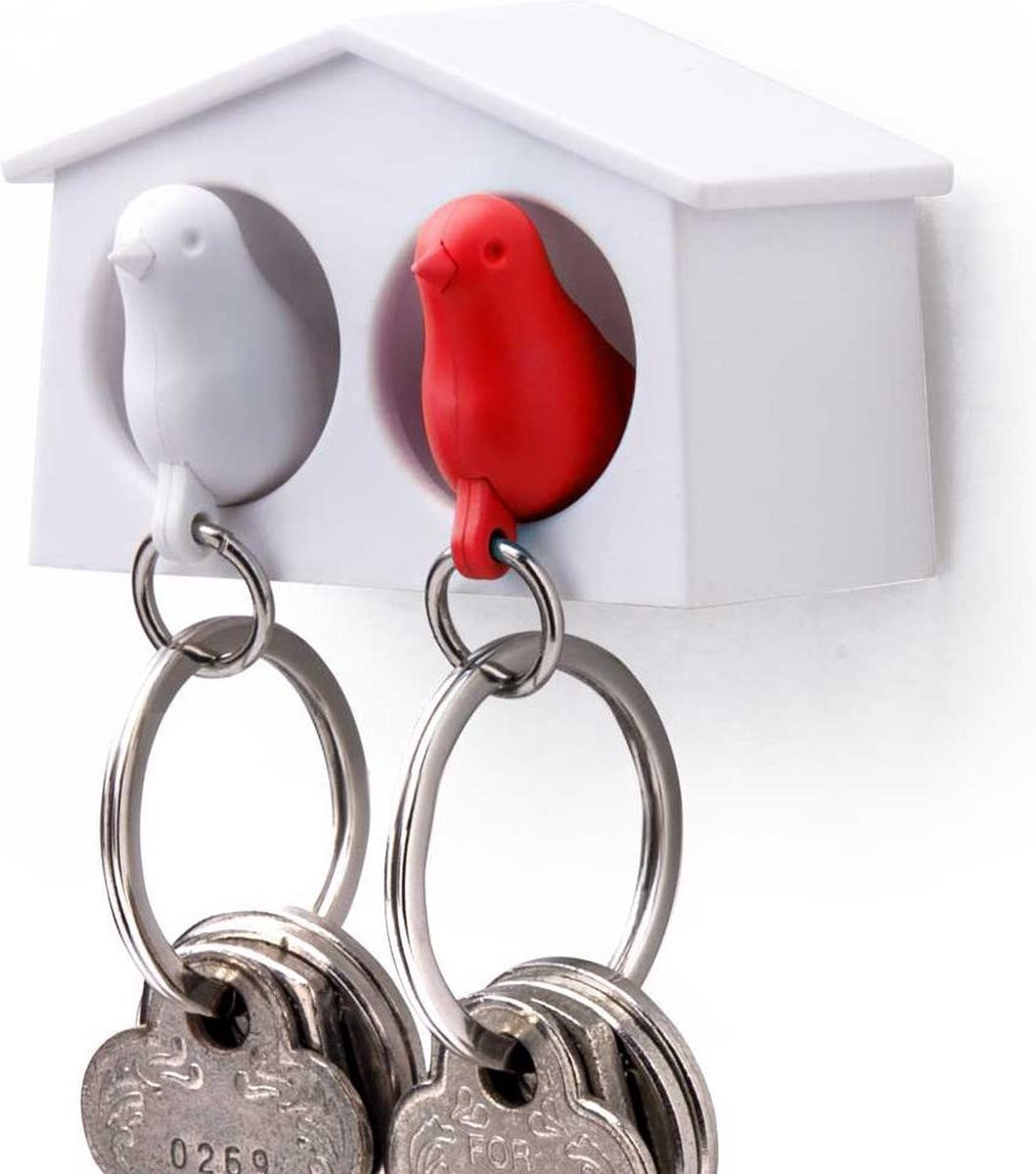 Qualy Sleutelhanger Vogelhuisje Duo Rood