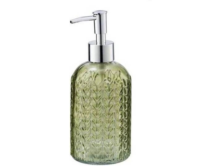 WENKO Zeepdispenser Vetro groen glas 400ml - Zeeppompje vrijstaand en navulbaar - Badkamer/toilet/keuken
