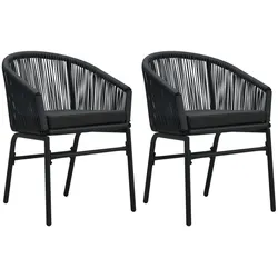 vidaXL Gartenstühle 2 Stk. Schwarz PE-Rattan