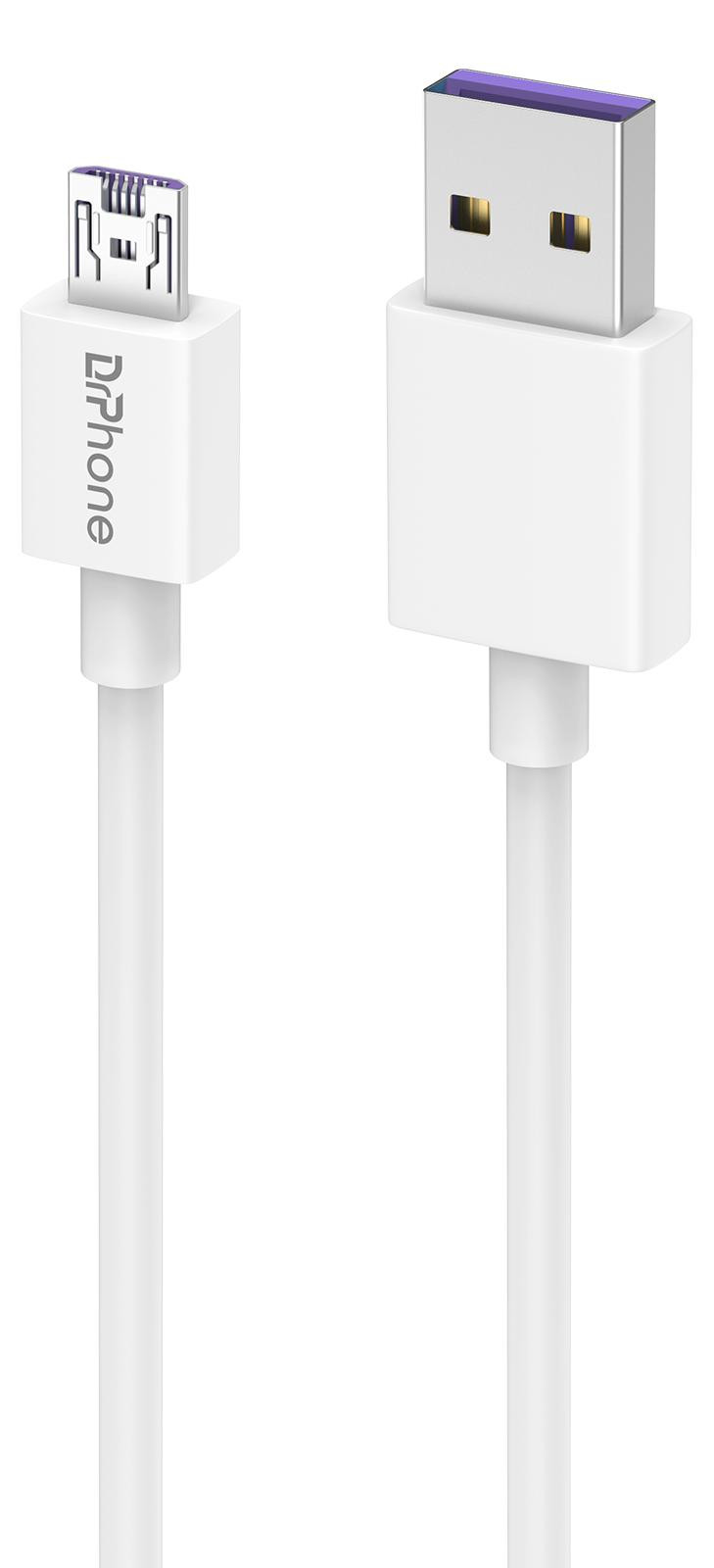 DrPhone ChargeFlow USB naar Micro USB Kabel - 2 Meter - Wit