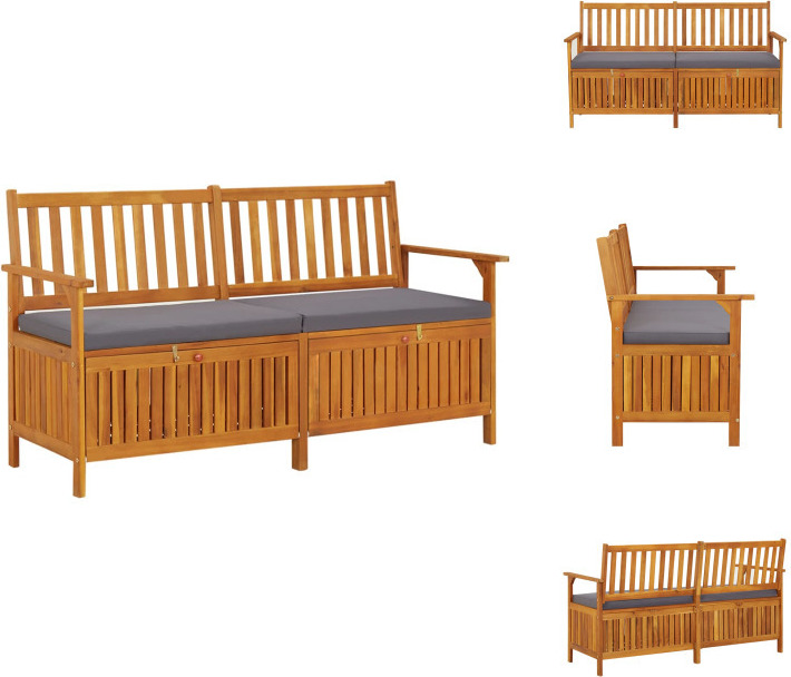 vidaXL Truhenbank mit Kissen 148 cm Massivholz Akazie - Gartenbänke