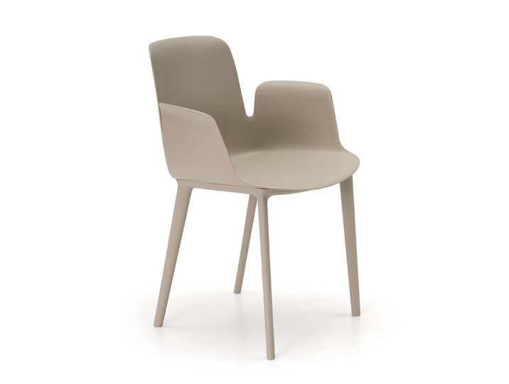 Armlehn-Stuhl Fior di Loto Frezza weiß, Designer Claudio Bellini, 55x82x57.5 cm