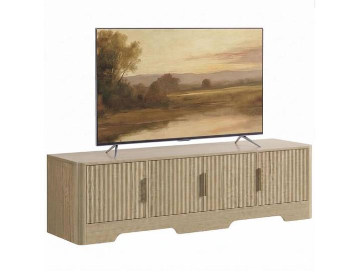 Meuble TV 140 cm Téléviseur jusqu'à 60 Pouces 4 Portes Chêne