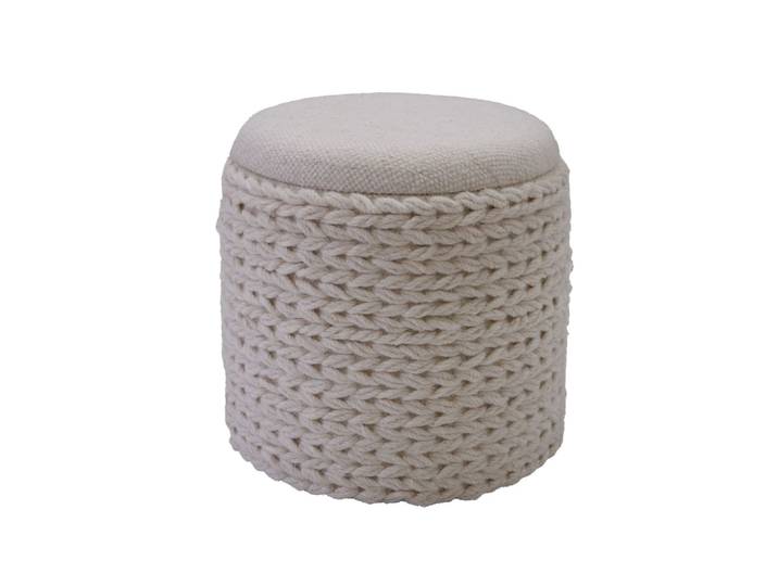 Tabouret 40 cm en laine, crème