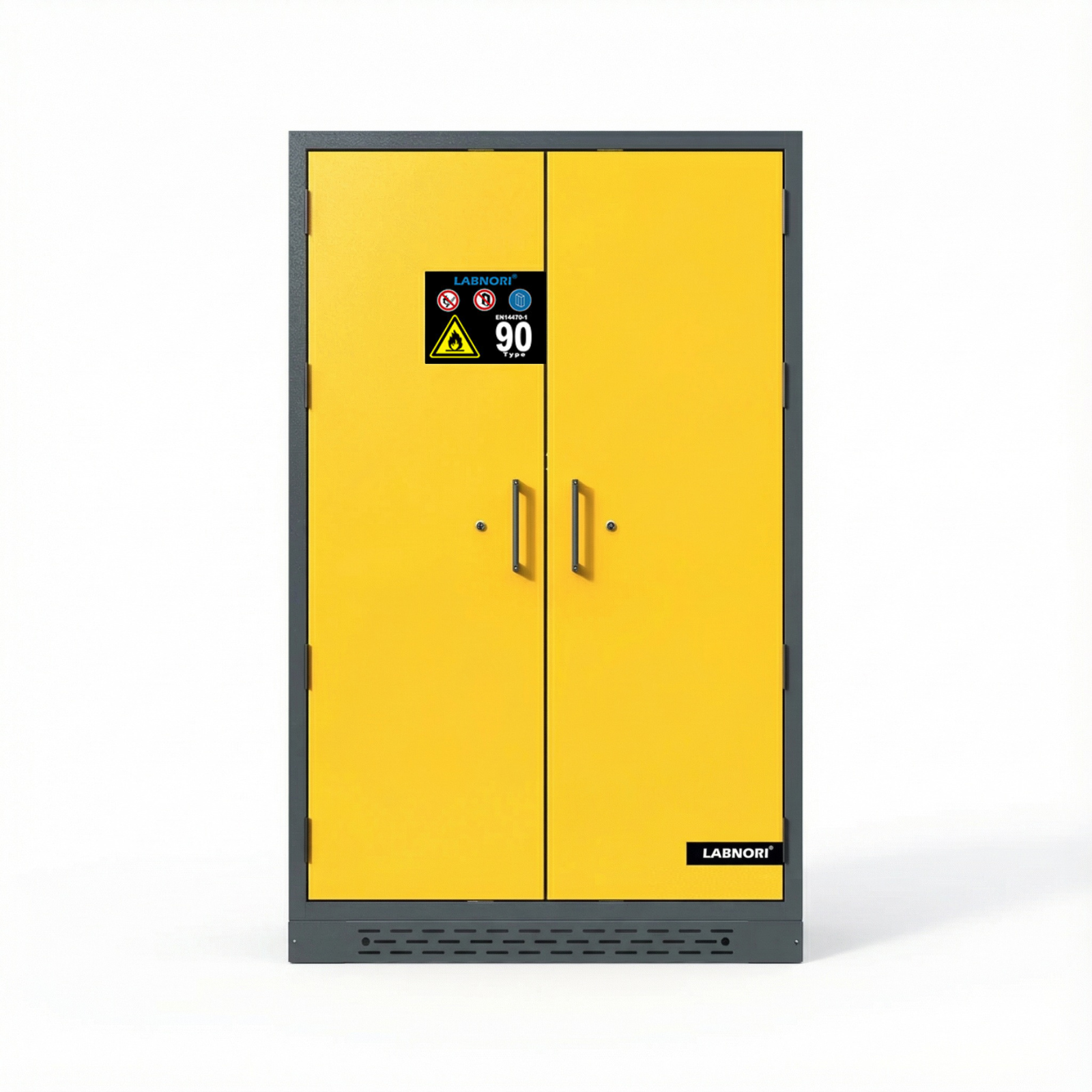 B2B Partner Feuerwiderstandsschrank für Gefahrstoffe, Typ 90, 1200 × 615 × 1950 mm, zweiflügelig