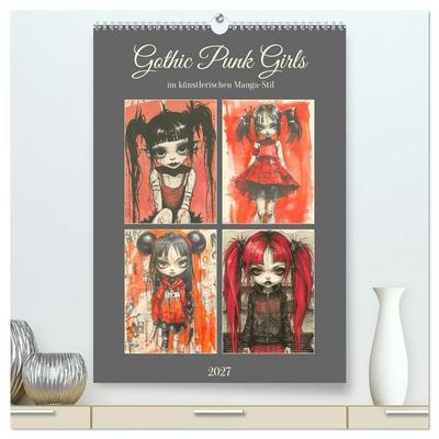 Gothic Punk Girls im künstlerischen Manga-Stil (hochwertiger Premium Wandkalender 2027 DIN A2 hoch), Kunstdruck in Hochglanz