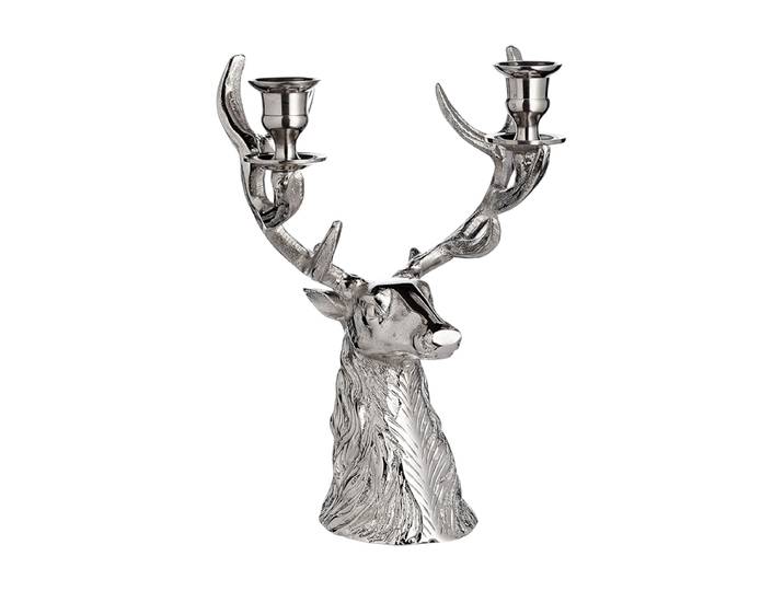 Premium Kerzenständer „Hirsch-Geweih“ für zwei Stabkerzen Silber EDZARD