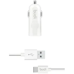 Budi - USB Autoladegerät + Kabel USB-C (weiß)