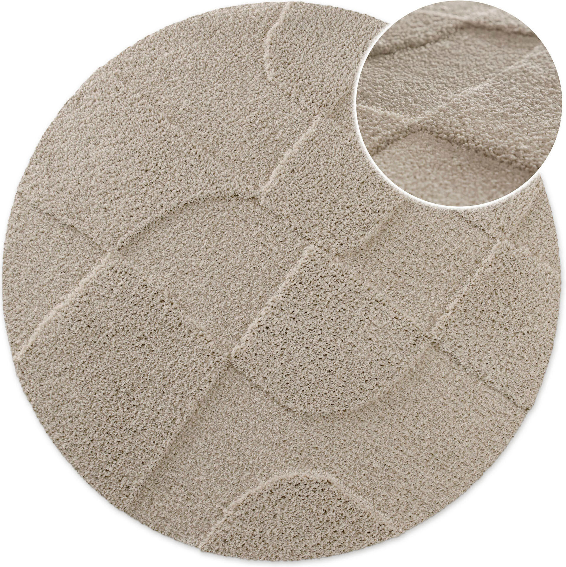 Badematte WECON HOME "Davie", beige (seiden grau), H:25mm, Polyester, Badematten, Badematte, Badteppich, Hoch-Tief-Effekt, weich, rutschhemmend, waschbar, getuftet seiden grau rund ( Ø 80cm)