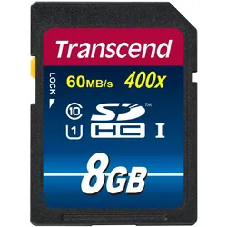 Transcend Premium 400x (8 GB, SDHC, U1, UHS-I), Speicherkarte, Schwarz
