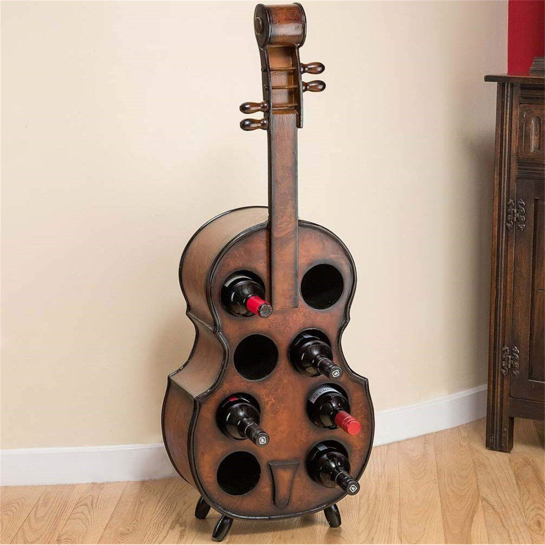 Marlow Home Co. Tuscarawas 8 Bottle Floor Wine Bottle Rack in Brown Brown 101cm H X 39cm W X 18cm D