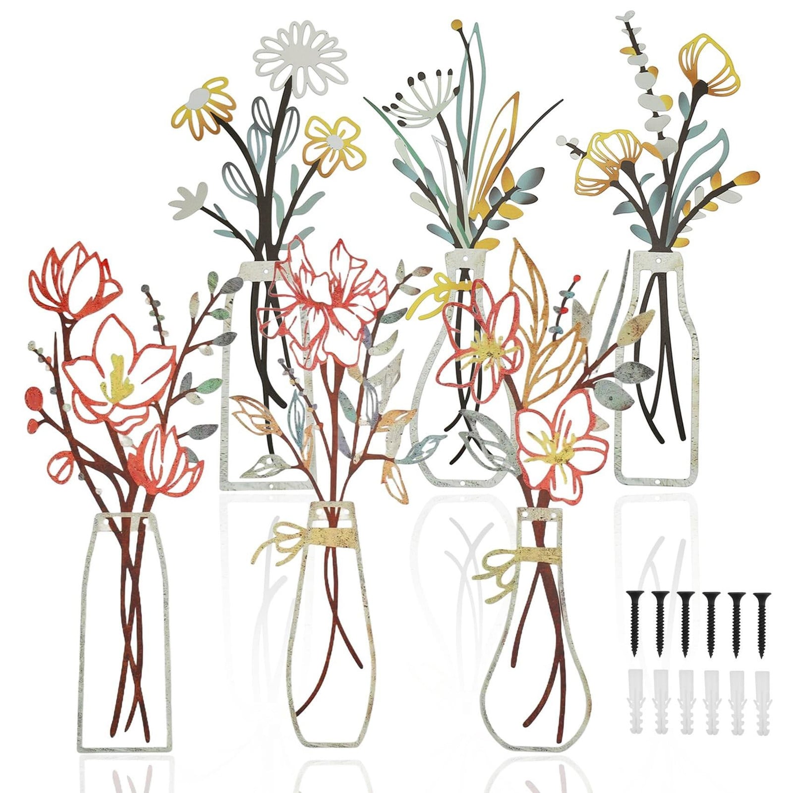 Minimalistische metalen bloemen wanddecoratie met grafisch ontwerp